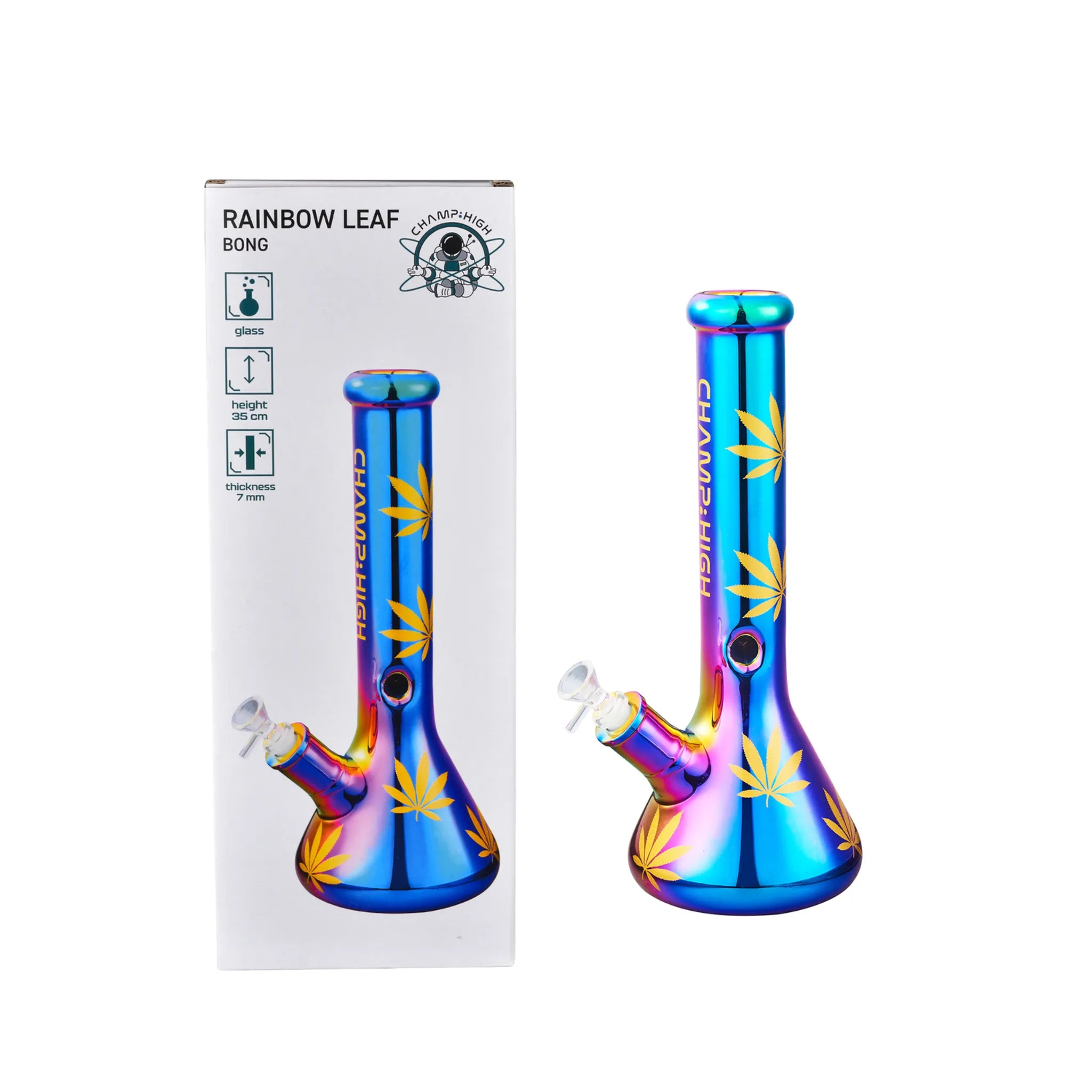 Champ High Glas Bong "Rainbow Leaf"